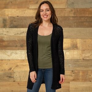 Hippie Laundry Black Open Knit Longline Cardigan Women’s M